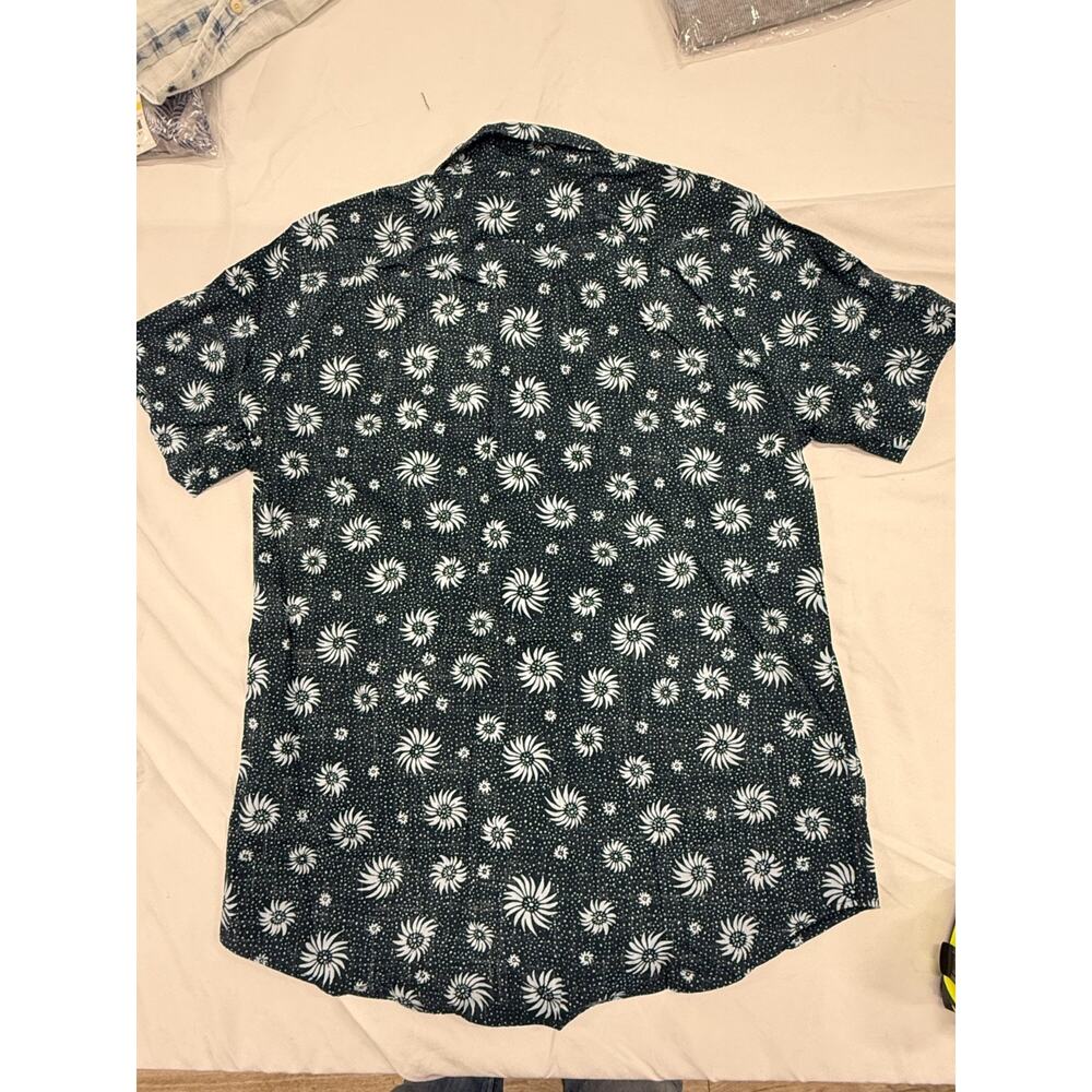 NWT Billabong Mens Large Tailored Fit Stretch Floral Button Up Shirt Blue White - Picture 5 of 5